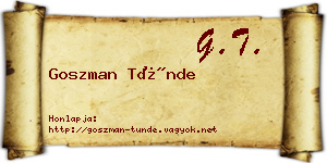 Goszman Tünde névjegykártya